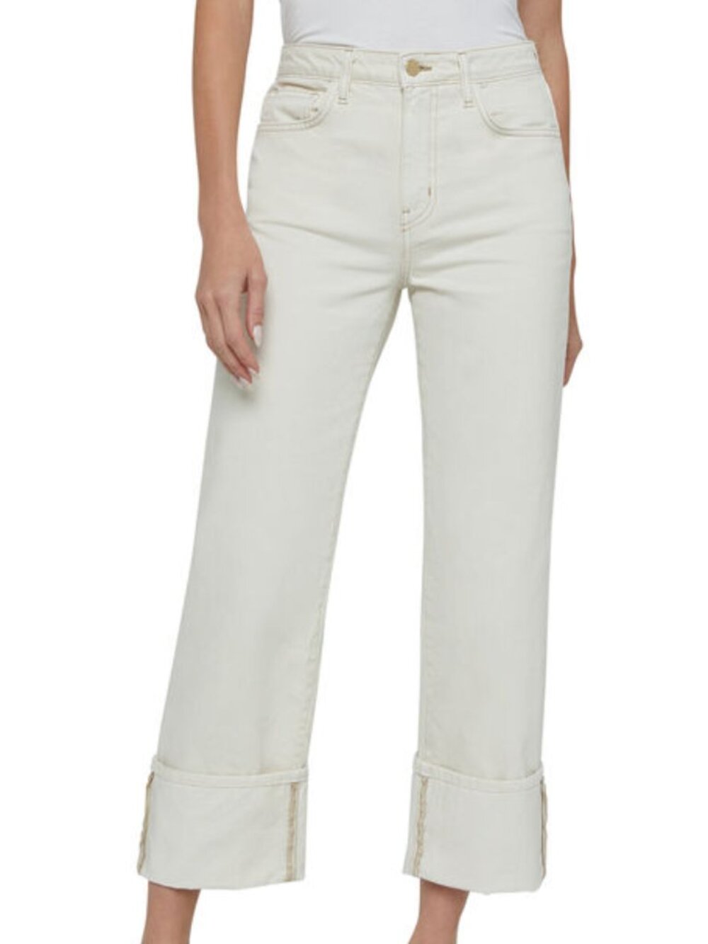 L'Agence Cropped Cream Jeans